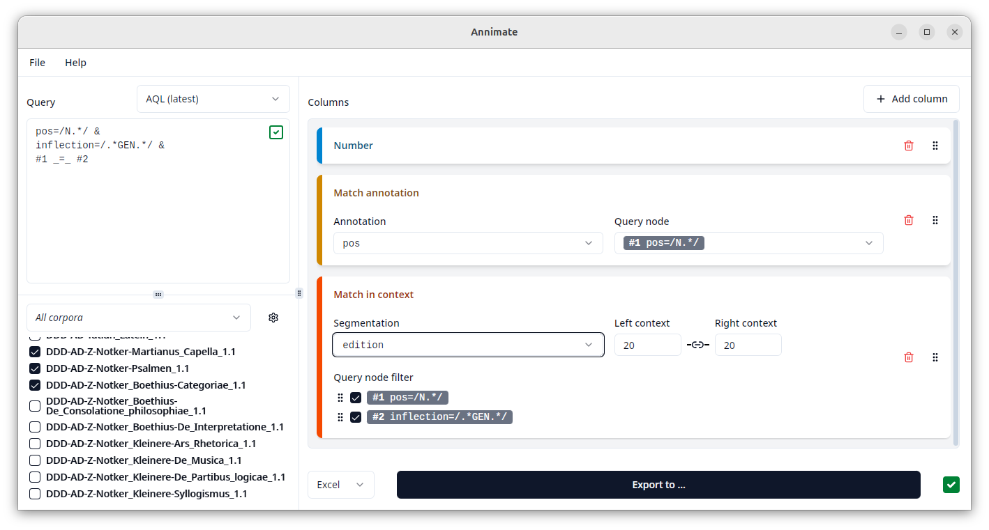Screenshot of the Annimate user interface
